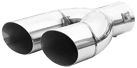 Universell Auspuffblende Doppelrohr Endrohr Edelstahl Auto Endrohrblenden Auspuffendrohr Tuning Schalldampf Blende Sport Rund Chrom