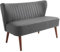 HOMCOM Modernes 2-Sitzer-Sofa, Rahmen aus Holz und Bezug aus grauem Kunstleder, 108,5 x 61 x 79 cm