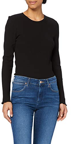 SELECTED FEMME Damen Slfanna Crew Neck Tee Noos Longsleeve, Schwarz, S EU