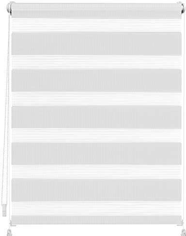 Lichtblick Doppelrollo ohne Bohren mit Verspannung, Trendfarben, stufenlos verstellbar, einfache Montage, für Fenster Weiß, 45 cm x 150 cm (B x L)