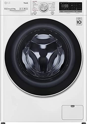 LG F4DV509H0E Lavasciuga a Carica Frontale 9 / 6 Kg, 1400 Giri/min, Lavatrice e Asciugatrice con Wi-Fi, Intelligenza Artificiale AI DD, Turbo Wash, Vapore Igienizzante, 60 x 85 x 56.5 cm, Bianco
