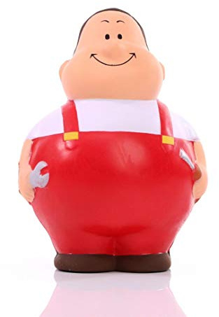 SQUEEZIES® Herr Bert® Schrauber Bert Rot - Knautschfigur zum Stressabbau - Stressball Anti-Stress Beschäftigung Stressbewältigung - Geschenk Arbeit Kollegen Mitarbeiter Kunden Freunde