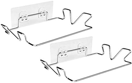 jojofuny 2 Juegos de Soporte de Bolsa de Basura de Acero Inoxidable Soporte de Bolsa de Basura Colgante Adhesivo para Puerta de Armario de Cocina