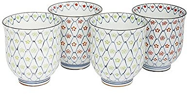 your castle Ensemble de 4 Tasses à thé Motif Floral en Porcelaine Japonaise dans Un Coffret Cadeau, H: 8.1 cm Ø 7.4 cm Set DE 4 Bols A The, Filet ET Petites Fleurs