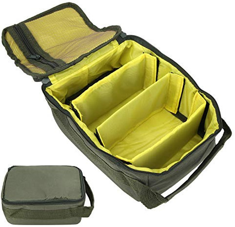Dilwe Angelrollentasche, Polyester-Angeltasche mit Doppelreißverschluss 4-lagige Handgerät-Angeltasche