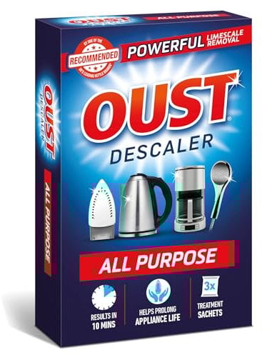 Oust Powerful All Purpose Descaler, Limescale Remover – Ideal for Kettles, Coffee Machines, Irons and Shower Heads, 3 Sachets