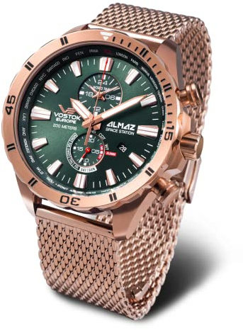 Vostok Europe Almaz Space Station Herrenuhr Chronograph mit Milanaiseband