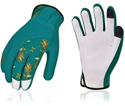 Vgo... 1 Paar Damen-Gartenhandschuhe, Arbeitshandschuhe,Farmarbeitshandschuheaus Ziegenleder (GA7454)