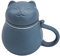 Hanbosym Ceramic Tea Cup with Infuser and Lid(13.5oz), Tea Mug with Cute Cat Design Filter for Steeping Loose Leaf, Gift for Holiday Birthday Warm House. (Blue)