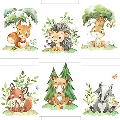 CreativeRobin Tiere des Waldes Poster-Set I Kinderzimmer Wandbilder