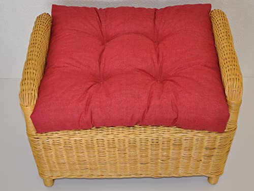 Premium Qualität - Polster/Kissen/Ersatzpolster für Rattan Ohrensessel/Rattansessel, Hockerkissen, Colore Rosso (rot)