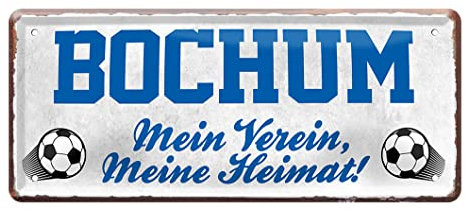 Bochum Fan Blechschild - Retro Fußball Schild - Deko Fanartikel für Wohnzimmer Kinderzimmer Werkstatt - schöne Geschenkidee für große und kleine Bochumer Fussball Fans - 28x12cm