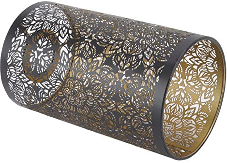 Aeun Pantalla de Lámpara Pequeña, Pantalla de Lámpara Patrón Circular Cilíndrico Hierro Forjado Desmontable para Bombilla E27 E26 para Mesita de Noche