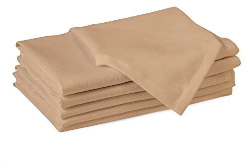 Encasa XO Cotton Cloth Napkins | Set of 6 | Size 43x43 cm | Light Beige Solid Color | Machine Washable