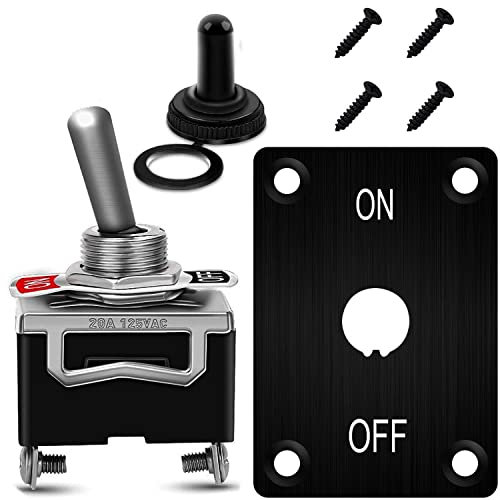 VISSQH 1pcs 12V/24V Auto Schalter,Auto Kippschalter, SPST 2 Position EIN/AUS Wippschalter Kippschalter mit Wasserfester Kappe mit panel für RV, Auto, Yacht, Marine