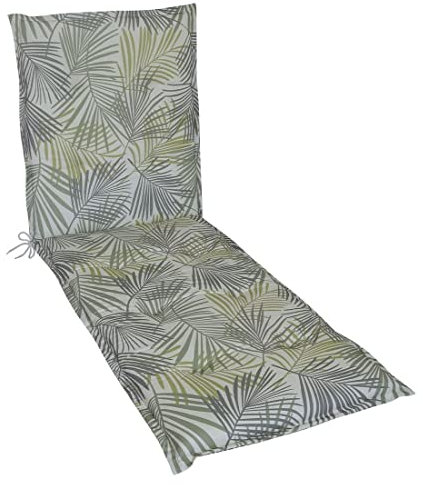 OUTLIV. Florence Gartenliegenauflage, Mischgewebe, Grün Palmblätter, 190x60x6 cm, hochwertige Sitzauflage für Sonnenliegen inkl. Fleckenschutz