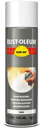 Rust-Oleum HARD HAT Flecken-Blocker Spray - Schnell trocknender Fleckenblocker, der Problemflecken wie Ruß, Feuchtigkeit und Graffiti wirksam und dauerhaft blockiert - 500ml