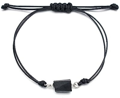 LUOKIFUR Schwarzes Turmalin-Armband für Herren, Geschenk für Freund, Kollegen, Vater, Ehemann (Black)