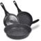 La Moustache - Juego de 3 Sartenes de 20/24/28 cm, Aluminio Fundido con Revestimiento Antiadherente para Todo Tipo de Cocinas, Incluso Inducción, Sin PFOA, Mangos Antiquemadura (Dark)
