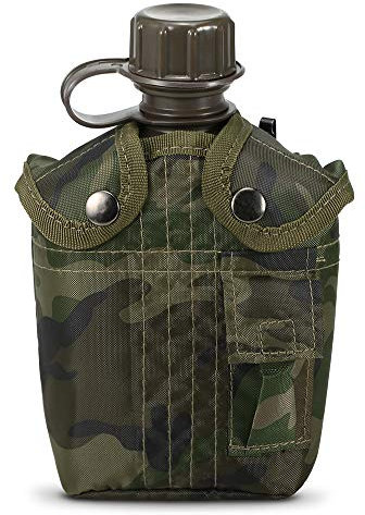 HUIOP 1L Extérieure Militaire Cantine Bouteille Camping Randonnée Bouteille d'Eau Bouilloire Avec Couvercle