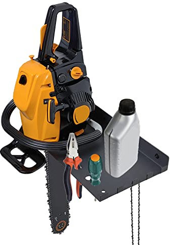 LHERUT Chainsaw Shelf Stand Holder Garage Storage Wall Organizer, Chainsaw Wall Mount Hanger Hook Chain Saw Rack Accessories Tool Black Metal Floating Shelf