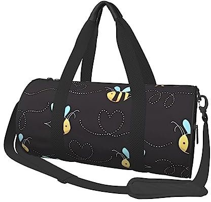 Reisetasche Hummel Bienen Sport Gym Bag für Damen und Herren Schulter Sport Reise Duffle Weekender Workout Tasche für Übung, Yoga, Radfahren, Schwimmen, Camping, Schwarz , Einheitsgröße