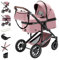 Daliya® FLEXI-PRO Kombikinderwagen & Buggy |Vielseitig, Leichter Reisekinderwagen, Umstellbar zum Sportwagen | Großer Einkaufskorb, Sicher & Komfortabel | Kinderwagen (2in1, Rosa Leinen)
