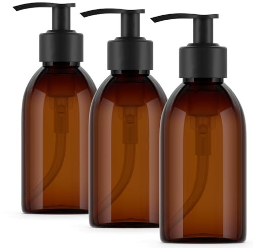 Dispensador de Gel y Champu Baño 200ml - 3 Botellas de Plástico Rellenables y Recargables Ideales para jabón, loción y champú
