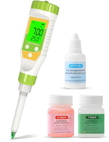 YIYEGO Digitale Misuratore pH per Alimenti, phmetro per Alimenti Lievito Madre con Sonda pH ad Alta Precisione, pH Metro per Impasti, Lievito Madre, Carne, Pane, Formaggio, Acqua