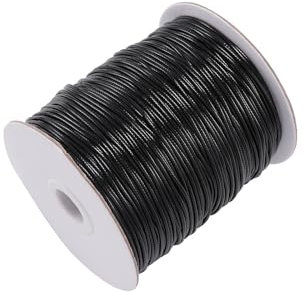 Mcoser Waxed Cotton Cord 1.5mm x 10m Beading String Rope Necklace String Waxed Cord Rope for Bracelet Necklace Jewellery Making (Black)