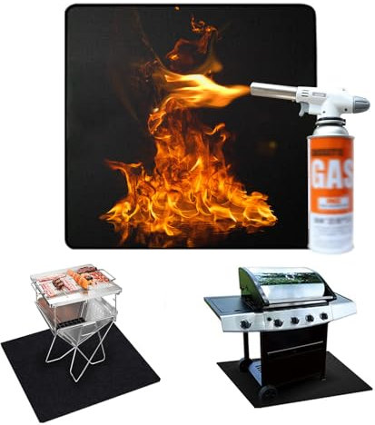 Fire Pit Grill Pad, 50 x 50CM Reusable Under Grill Mat BBQ Grill Floor Mat, Fireproof Mat Fire Retardant Rugs Hearth Pad Protection Mat for Fireplaces Fire Pit Heaters Stove