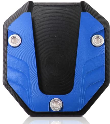 WODHMIEY Motorcycle Side Stand Plate Pad, Sturdy Aluminum Alloy Kickstand Pad Support Accessory, Prevents Tiles Wear Marks, Extender Stand for Hot Pavement Grass, Anodized Color Fashion (Blue)