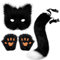 MISNODE Katzen-Therian-Maske und Schwanz-Set, Tiermaske, Pelzige Therian-Maske, Wolfsmaske, Weiße Katzenmaske, Halbmaske für Maskerade, Katzenmaske, Therian-Wolf, (A)