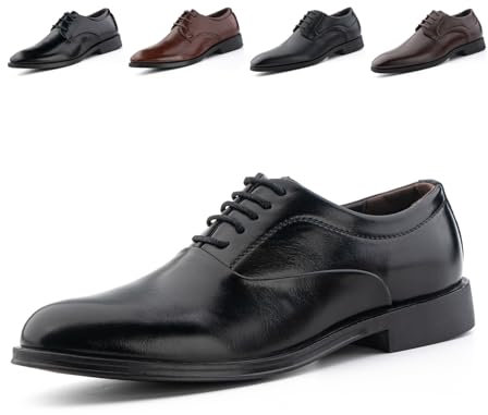 Zapatos Oxford Hombre Zapatillas Cordones Zapatos Vestir Derby Traje Formales Brogue Boda Negocios Calzado Clásico Transpirables GPG805 Negro 44