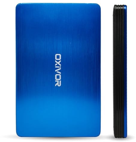 OXIVOR External Hard Drive 120GB Portable – 2.5 Ultra-Slim HDD with USB 3.0 for Desktop, PC, Mac, PS5, PS4, Xbox, and Gaming Systems – Fast Data Transfer (Blue)