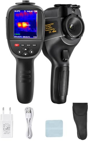 BETTITOPE - Telecamera termica da 640 x 480 pixel a infrarossi visivi da 256 x 192 pixel migliorati, fusione a doppia luce, termocamera palmare da -4 a 1200 °F, per rilevamento delle perdite HVAC,