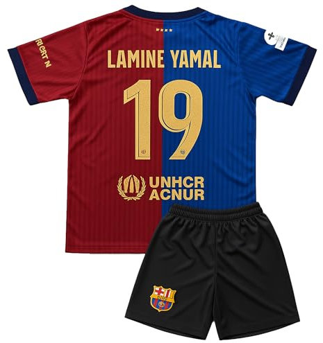 Qycksouth Yamal - N° 19 - Maillot domicile pour enfant - Saison 2024 - Ensemble de football avec short - Maillot de fan pour garçon - Respirant - Tenue de sport - Maillot pour enfant - Tailles