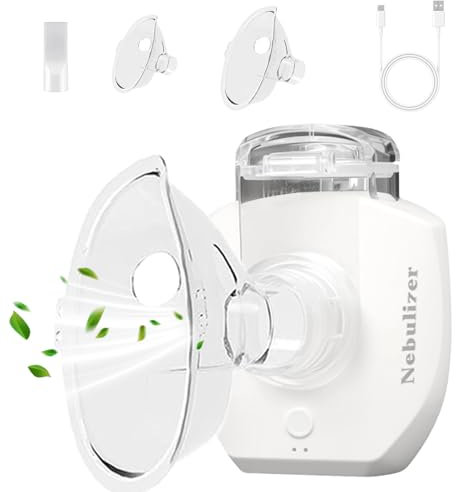 SOARFLY Inhalationsgerät Tragbar für Kinder Erwachsene, USB wiederaufladbar Inhalationsgerät Kinder Inhaliergeräte für Erwachsene wirksam und Leise, mit Mundstück und 2 Maske, mit Ringhaken