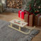 ECD Germany LED Deko Schlitten aus Holz mit 60 warmweißen LEDs, 60x21x13,5 cm, Braun, Batterriebetrieben, Beleuchteter Dekoschlitten mit Timer, Weihnachtsdeko Weihnachten Dekoration Deko Holzschlitten