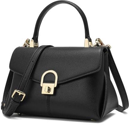 quipuda Handtasche Damen Klein,Leder Umhängetasche Damen ,Kommt mit abnehmbarem Schultergurt (Schwarz)