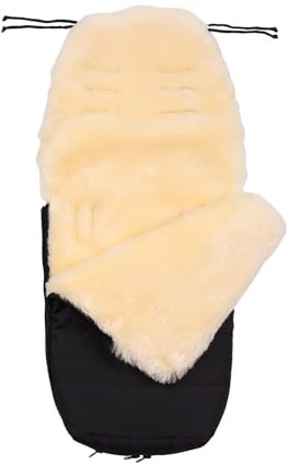 Merauno® Baby Lammfellfußsack Kinderwagen Fellsack Kuscheliger Buggy Kinderwagen-Fußsack Wind-und Wasserdicht Thermoregulierend Rundum-Reißverschluss 95×40cm (Schwarze Melange)