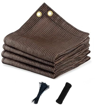 Vocray 90% Filet d'Ombrage pour Patio, 3x6 m Toile d'Ombrage Respirante avec Œillets, 185g/m², Idéal pour la Protection Solaire et Résistant UV pour Jardin, Pergola, Terrasse, Porche, Marron