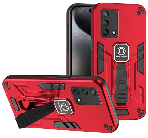 Coque arrière pour smartphone Coque compatible avec OPPO A74 5G/A54 5G/A93 5G avec béquille intégrée, qualité militaire, anti-chute, coque de protection intégrale en caoutchouc TPU et coque rigide en