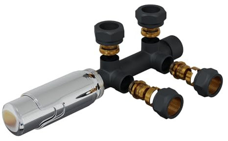 HAGO24 | Thermostat Heizkörperregler | Anthrazit | 50mm Rohrabstand | Zweirohr | Mittelanschluss | Wandanschluss | Frostschutzstellung | Multiblock | Anschlussgarnitur