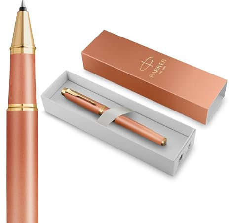 PARKER IM Writing Rituals Tintenroller | Gehäuse in lebhaftem Orange mit Farbverlauf und goldenen Zierteilen | feine Spitze | schwarze Tinte | Geschenkbox