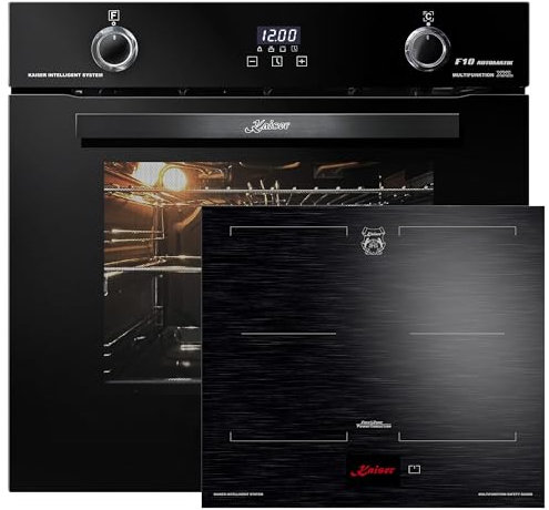 Kaiser Herd set EH 6367 + KCT 6140 FI Exklusiver Einbau Backofen 60 cm in Schwarz 79L + Induktionskochfeld 60 cm FREE ZONE mit 2 FLEX Induktions-Zonen TFT Display