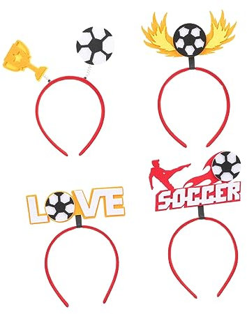 Milisten 4 Stück Fußball Fans Stirnbänder Fußball Haarreifen Fußball Zubehör Party Mädchen Fußball Haargummis Sport Themen Kostüm Stirnband Für Fans Fußball Kopfbedeckung Fußball Em