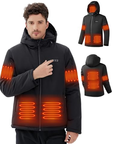 Auxo Heated Jacket for Men with 20000mAh Battery,Up to 16 Hrs Warmth,6-Zone Heating Waterproof Soft Shell Electric Coat