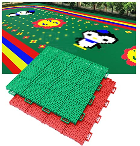AYCDL Bodenfliesen, 34 cm, Modulare, Ineinandergreifende Sportbodenfliesen, Wetterfest, Für Drinnen Und Draußen, DIY-Puzzle-Bodenbelag Aus Kunststoff, Für Park, Verg,Red-1PCS