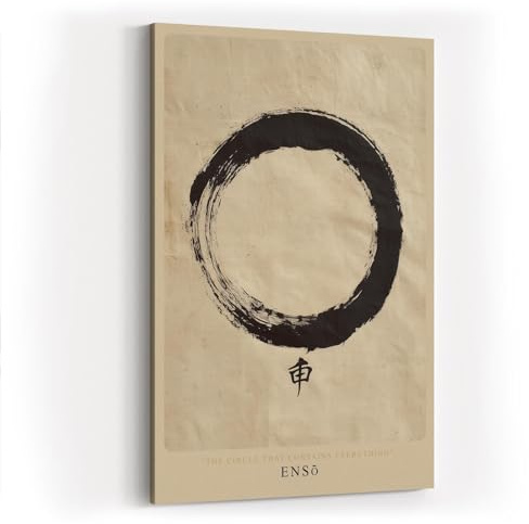 Paul Sinus Wandbild in 80x120cm Japanischer Enso-Kreis auf strukturiertem Hintergrund in traditioneller Tuschmalerei